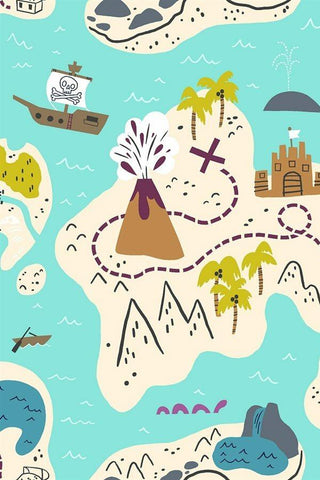 Kraken X Marks the Spot By Julia Green For RJR Fabrics Aqua