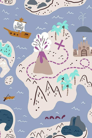 Kraken X Marks the Spot By Julia Green For RJR Fabrics Dusty Blue