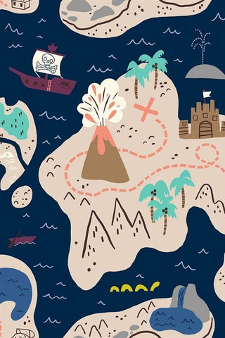 Kraken X Marks the Spot By Julia Green For RJR Fabrics Navy