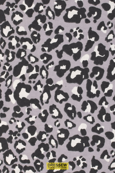 Leopard Print Flannelette Grey / Coal / White