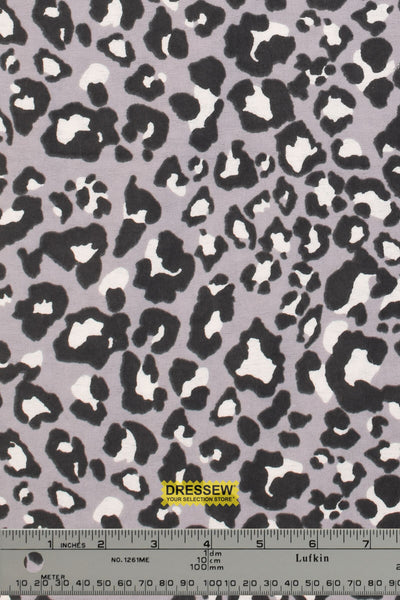 Leopard Print Flannelette Grey / Coal / White