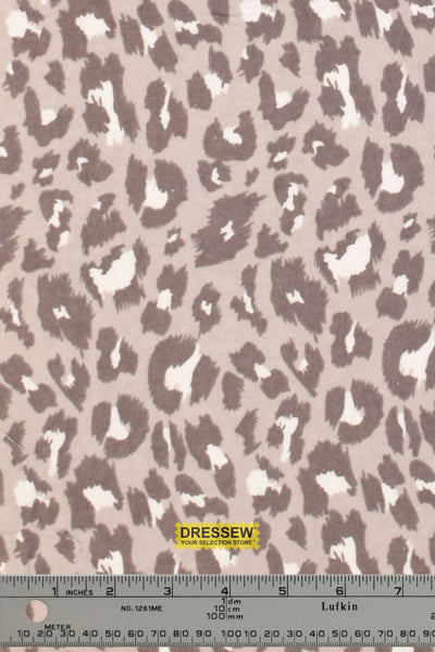 Leopard Print Flannelette Grey / Taupe / White