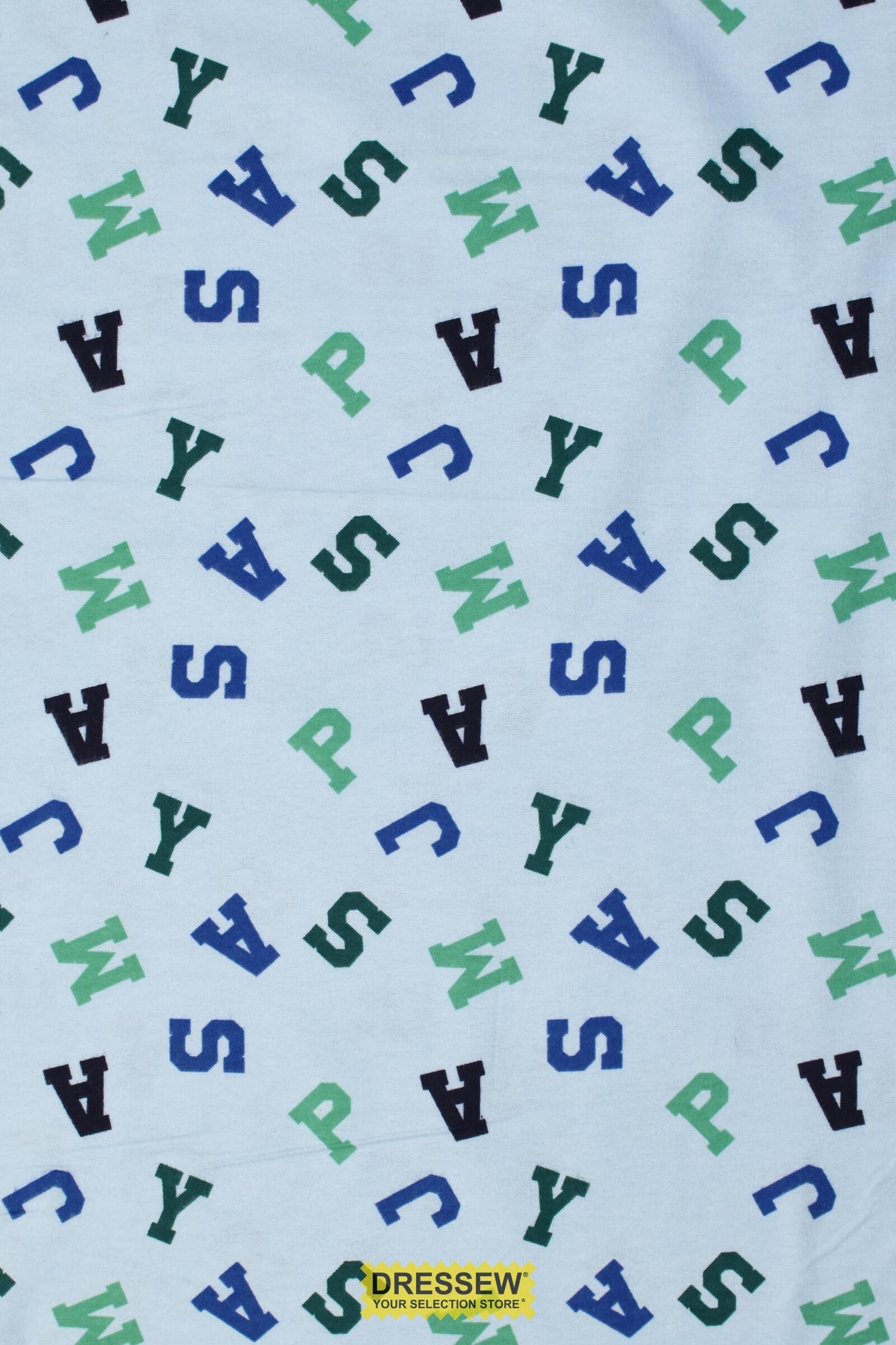 Letters Flannelette Sky / Multi