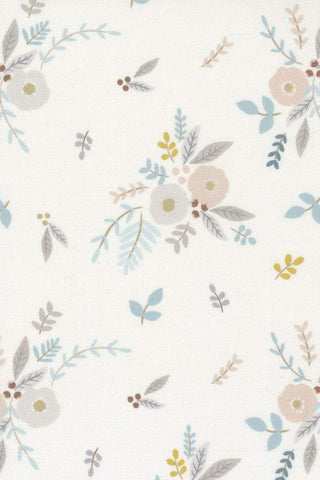 Little Ducklings Floral Bouquet By Paper And Cloth For Moda White