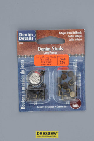 Long Prong Studs & Thimble Antique Brass Nailheads