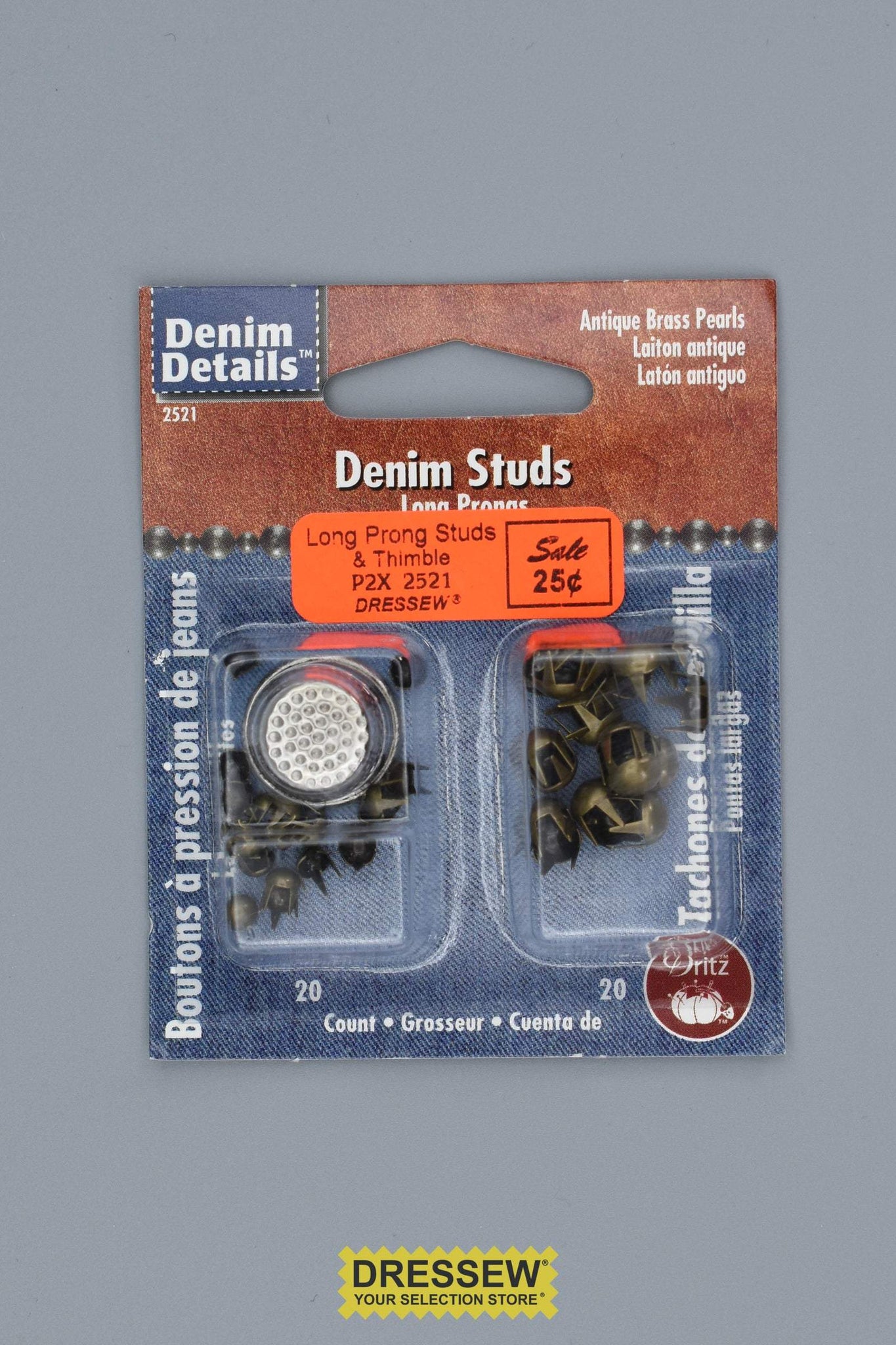 Long Prong Studs & Thimble Antique Brass Pearls