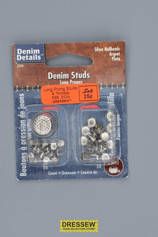 Long Prong Studs & Thimble Silver Nailheads