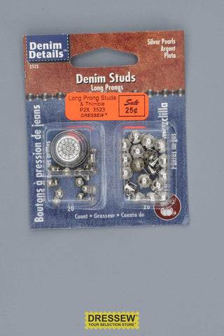 Long Prong Studs & Thimble Silver Pearls