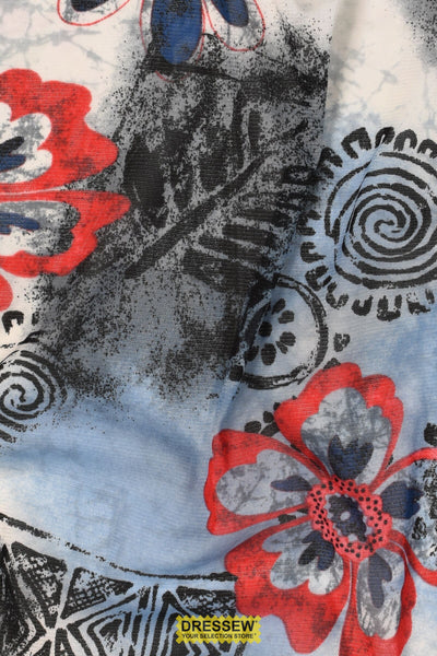 Lycia Mesh Print Denim / Red