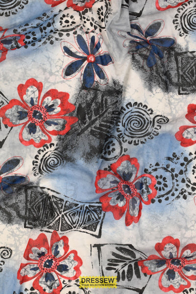 Lycia Mesh Print Denim / Red