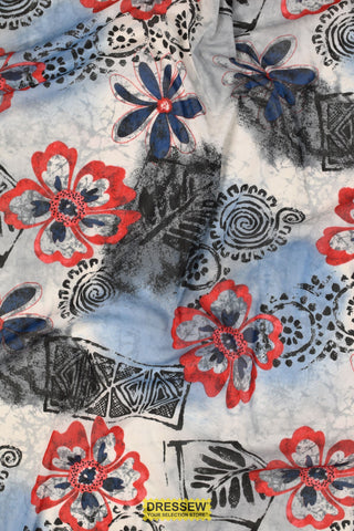 Lycia Mesh Print Denim / Red