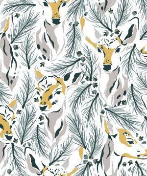 Magic Of Yosemite Morning Deer By Julia Dreams For RJR Fabrics Silver Grey  / Metallic