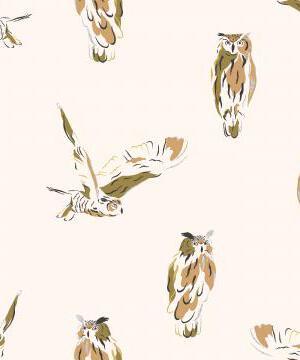 Magic Of Yosemite Wise Owl By Julia Dreams For RJR Fabrics Alabaster  / Metallic