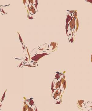 Magic Of Yosemite Wise Owl By Julia Dreams For RJR Fabrics Blush  / Metallic