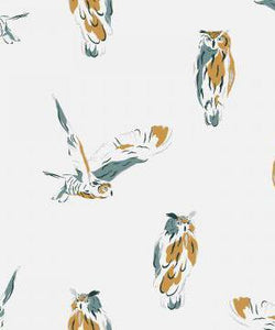 Magic Of Yosemite Wise Owl By Julia Dreams For RJR Fabrics Chalk  / Metallic