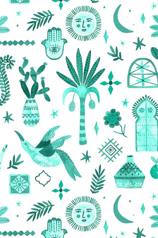 Marbella Moroccan Nights By Tania Garcia For Cotton + Steel Ivory/Teal