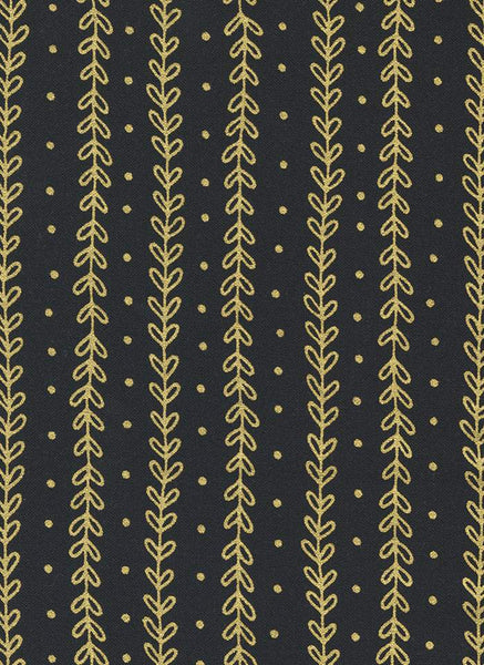 Meadowmere Petal Stripes By Gingiber For Moda Night / Metallic