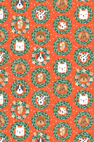 Merry Pawmas Bark And Bough By Dominika Godette For Cotton + Steel Red / Metallic