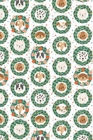 Merry Pawmas Bark And Bough By Dominika Godette For Cotton + Steel Snow / Metallic
