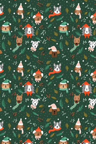 Merry Pawmas Barkmas Tree By Dominika Godette For Cotton + Steel Hunter / Metallic