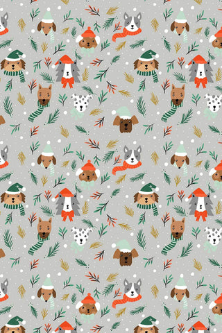 Merry Pawmas Barkmas Tree By Dominika Godette For Cotton + Steel Silver / Metallic