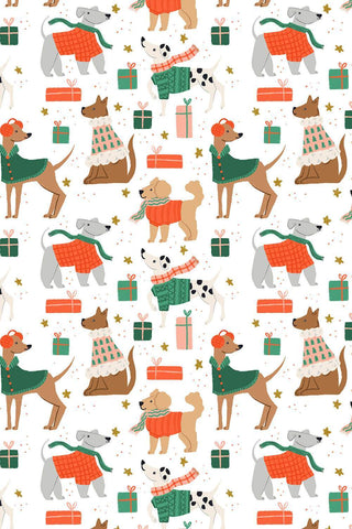 Merry Pawmas Dapper Dogs By Dominika Godette For Cotton + Steel Snow / Metallic