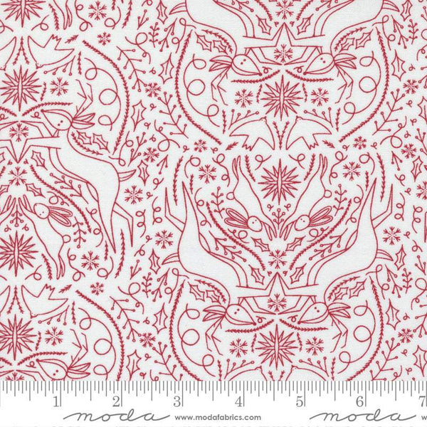 Merrymaking Scandi Damask By Gingiber For Moda Eggnog / Candy Cane