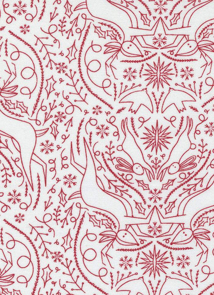 Merrymaking Scandi Damask By Gingiber For Moda Eggnog / Candy Cane