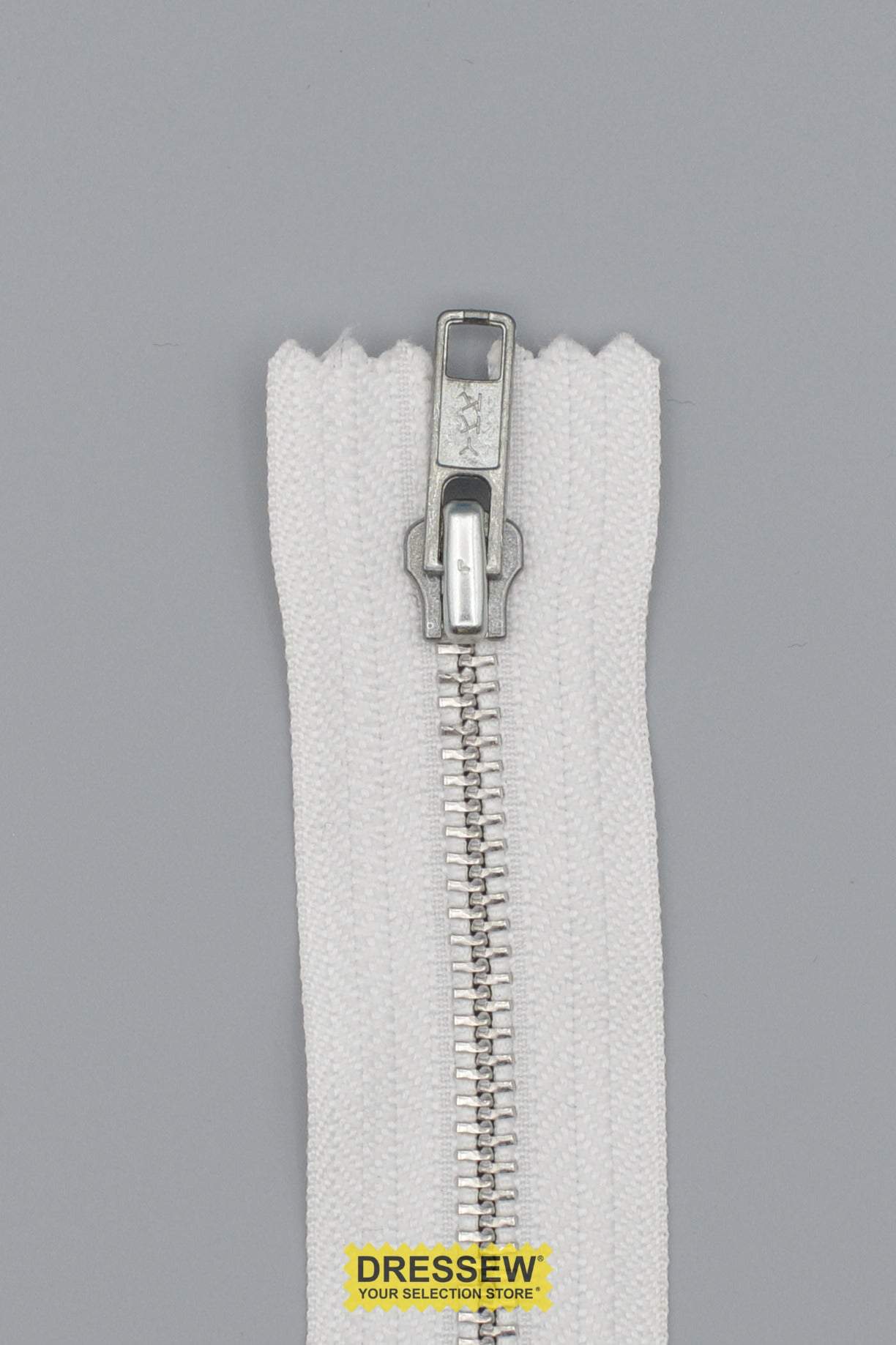 Metal Closed End Zipper 10cm (4") White