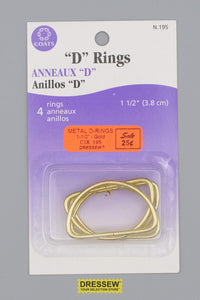 Metal D-Rings 1-1/2" Gold