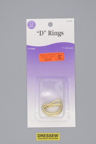 Metal D-Rings 19mm (3/4") Gold