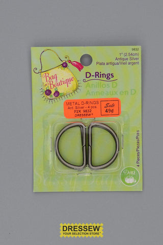 Metal D-Rings 25mm (1") Ant. Silver
