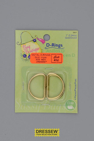 Metal D-Rings 25mm (1") Gold