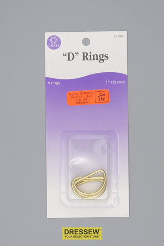 Metal D-Rings 25mm (1") Gold
