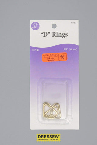 Metal D-Rings 25mm (1") Gold