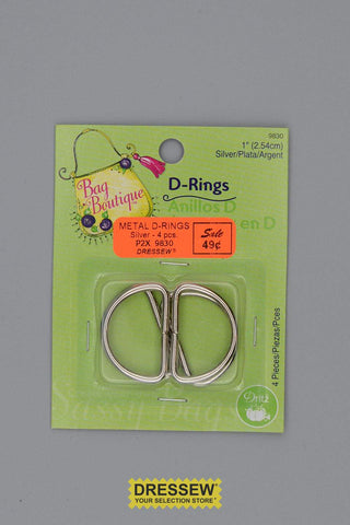 Metal D-Rings 25mm (1") Silver