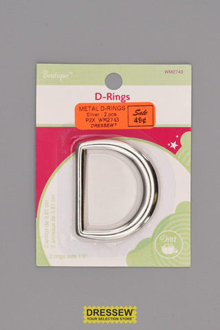 Metal D-Rings 38mm (1-1/2") Silver