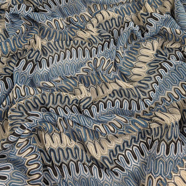 Metallic Crochet Lace Blue / Multi