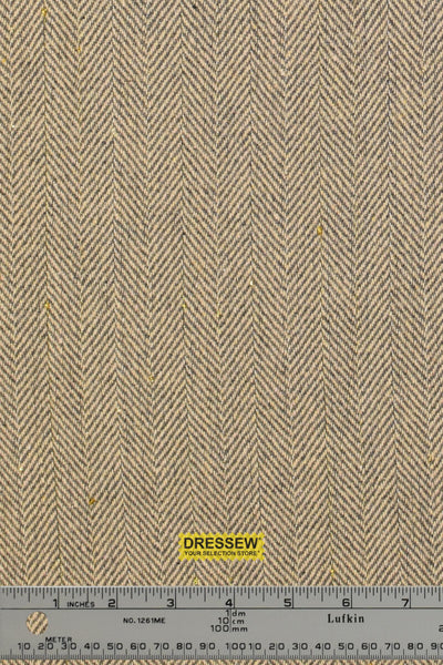 Metallic Herringbone Coating Beige / Grey / Gold