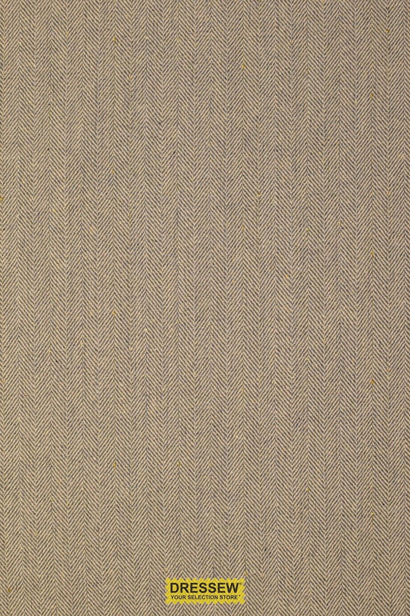 Metallic Herringbone Coating Beige / Grey / Gold