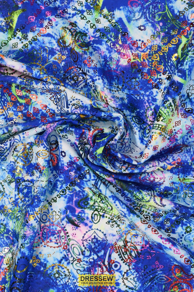 Metallique Paisley Lycra Blue / Multi
