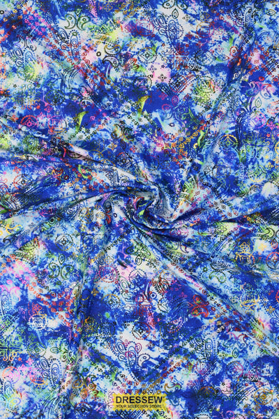 Metallique Paisley Lycra Blue / Multi