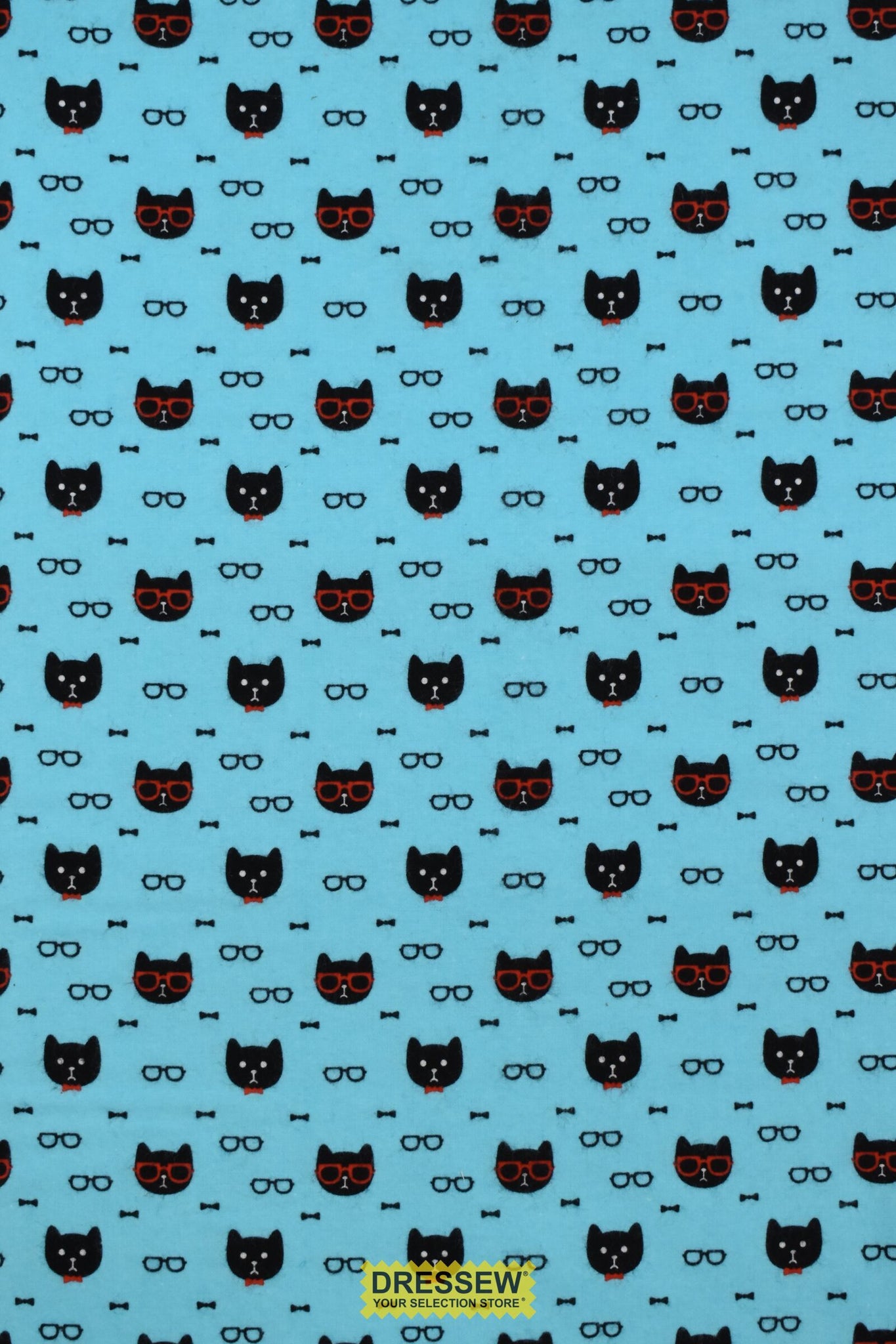 Michael Miller Cats Flannel Turquoise / Black