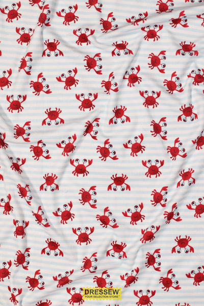 Michael Miller Minky Crabby Stripe Light Blue