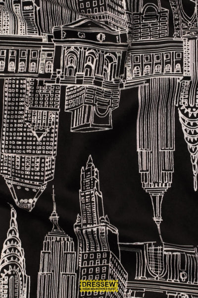 Michael Miller Minky Manhattan Skyline Black
