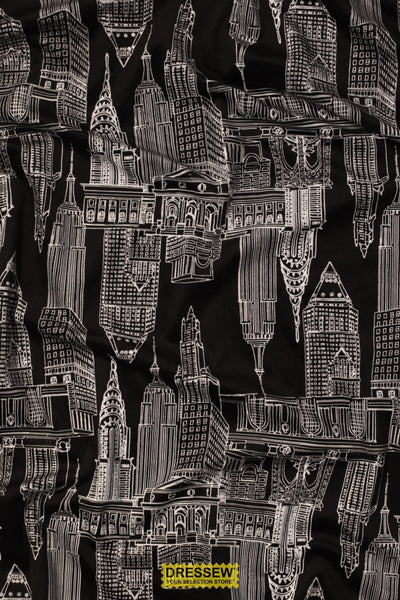 Michael Miller Minky Manhattan Skyline Black