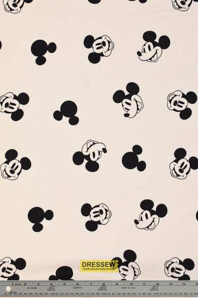 Mickey Mouse Flannelette Off White / Black