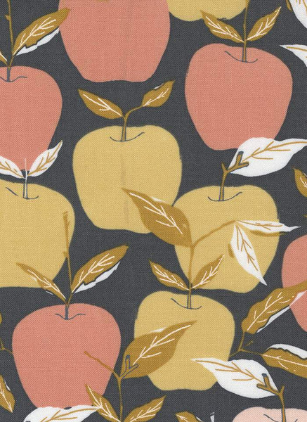 Midnight In The Garden Enchanted Apples By Sweetfire Road For Moda Charcoal / Blush
