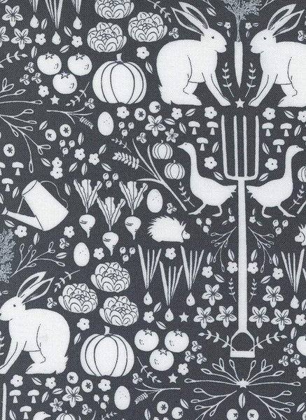 Midnight In The Garden Into The Garden By Sweetfire Road For Moda Charcoal / White