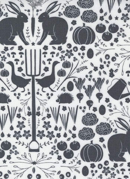 Midnight In The Garden Into The Garden By Sweetfire Road For Moda White / Charcoal